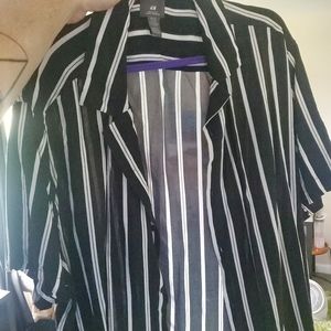 3XL black/white striped beach shirt